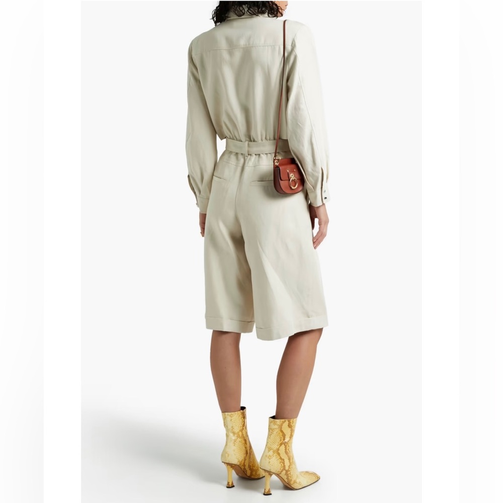 Jonathan Simkhai Belted Cutout Twill Playsuit Cream Linen Women’s Size 2 NWT - Picture 3 of 14
